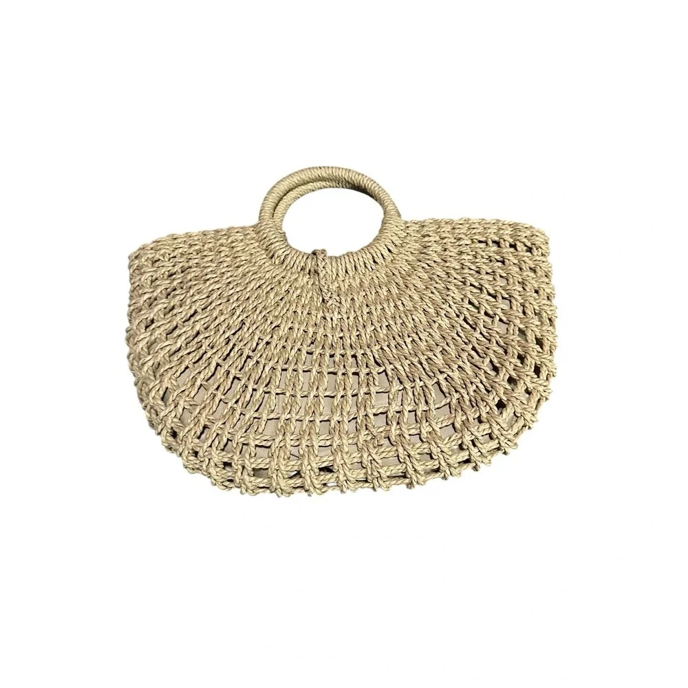 womens handbag purse straw‎ style boho tan beige brown